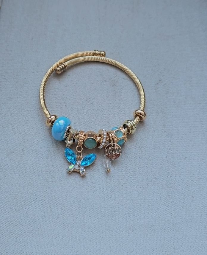 Pndr Gold Mavi Taşlı Kelebek