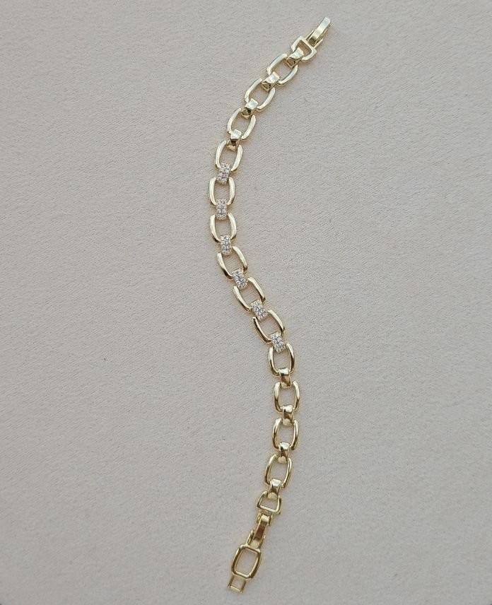 Xuping Dikdörtgen Taşlı Gold Bileklik