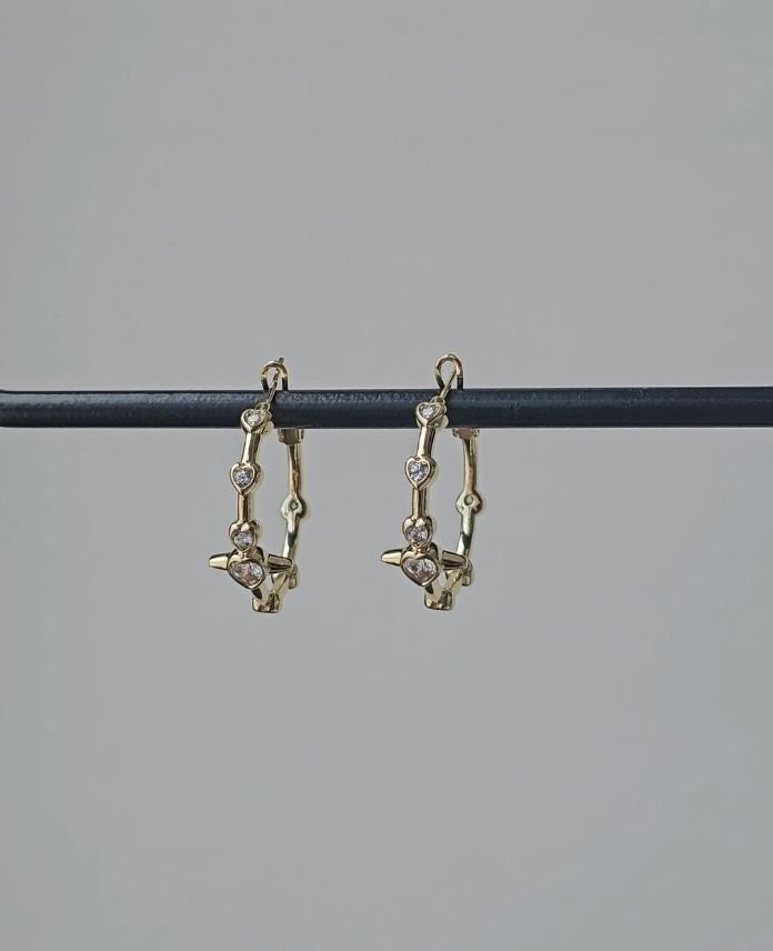 Xuping Kalp Taşlı Gold Küpe