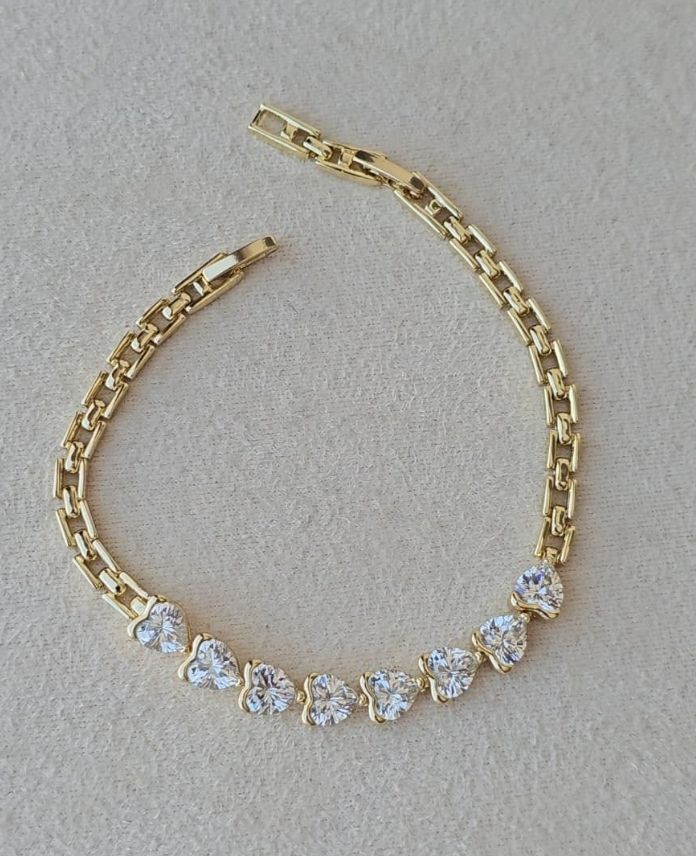 Xuping Kalp Taşlı Gold Bileklik