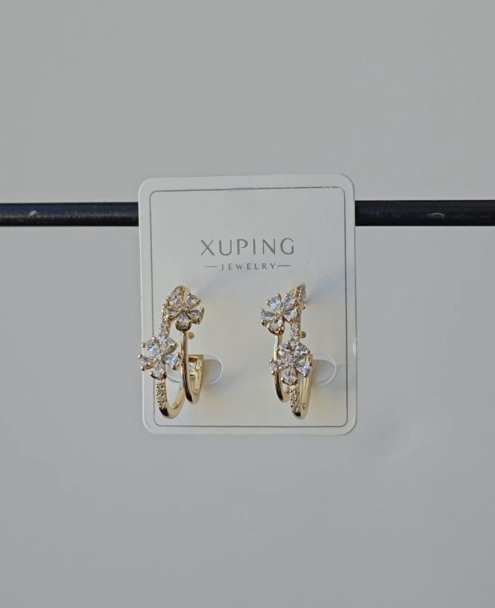 Xuping Çiçek Taşlı Gold Küpe