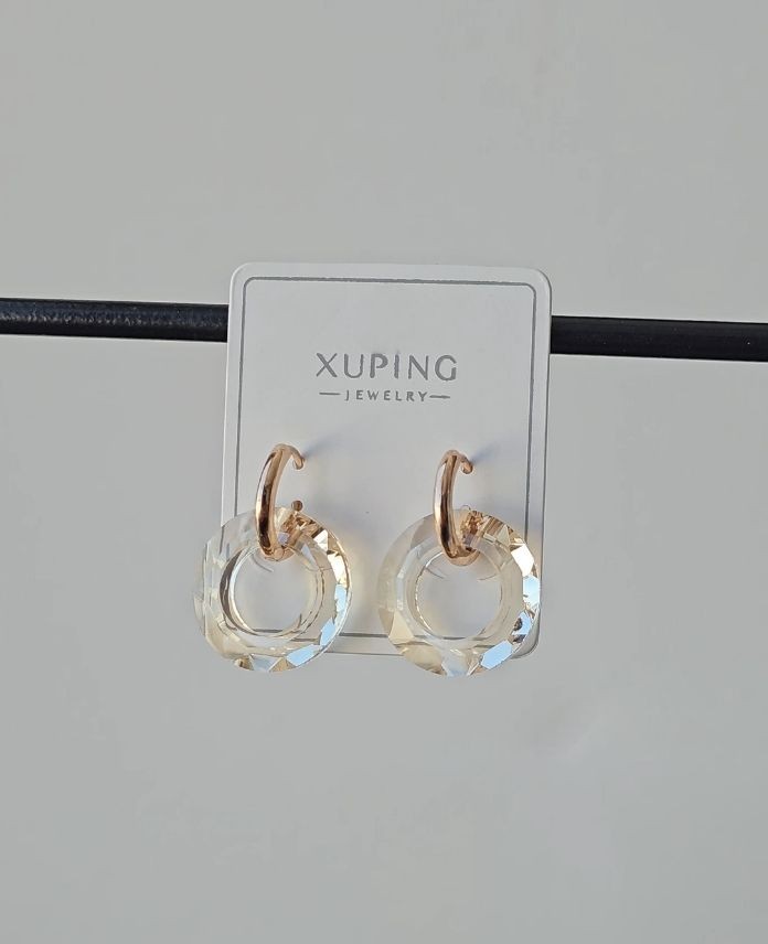Xuping Yuvarlak Şeffaf Rose Küpe