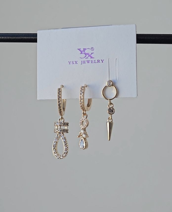 Ysx 3 Lü Taşlı Küpe