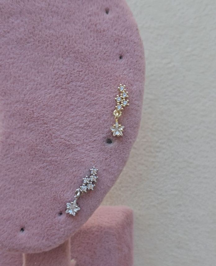 Çelik Sallantılı Yıldız Taşlı (Arkası Düz) Piercing