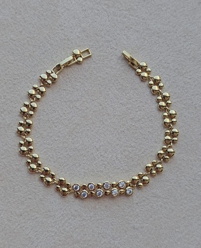 Xuping Yuvarlak Taşlı Gold Bileklik