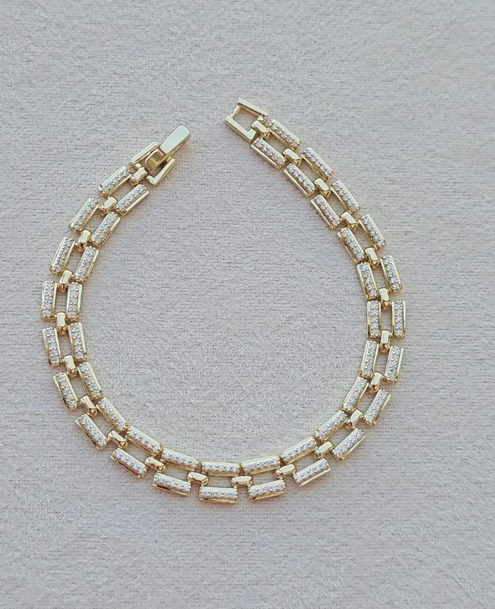 Xuping Dikdörtgen Taşlı Gold Bileklik