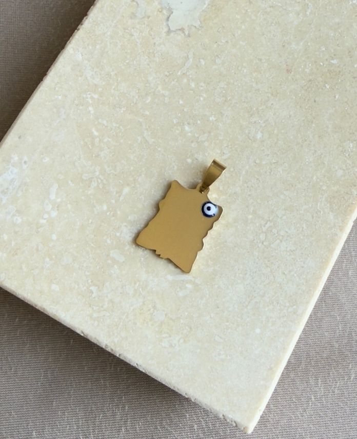 Çelik Dikdörtgen Nazarlı Plaka 15x20Mm Kolye Ucu