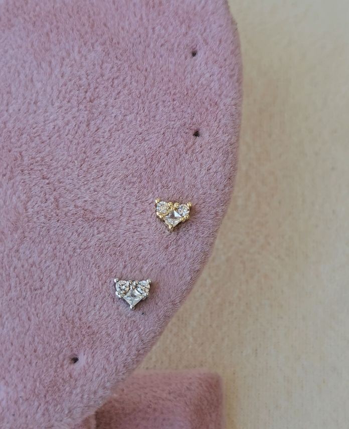Çelik Kalp Taşlı (Arkası Düz) Piercing