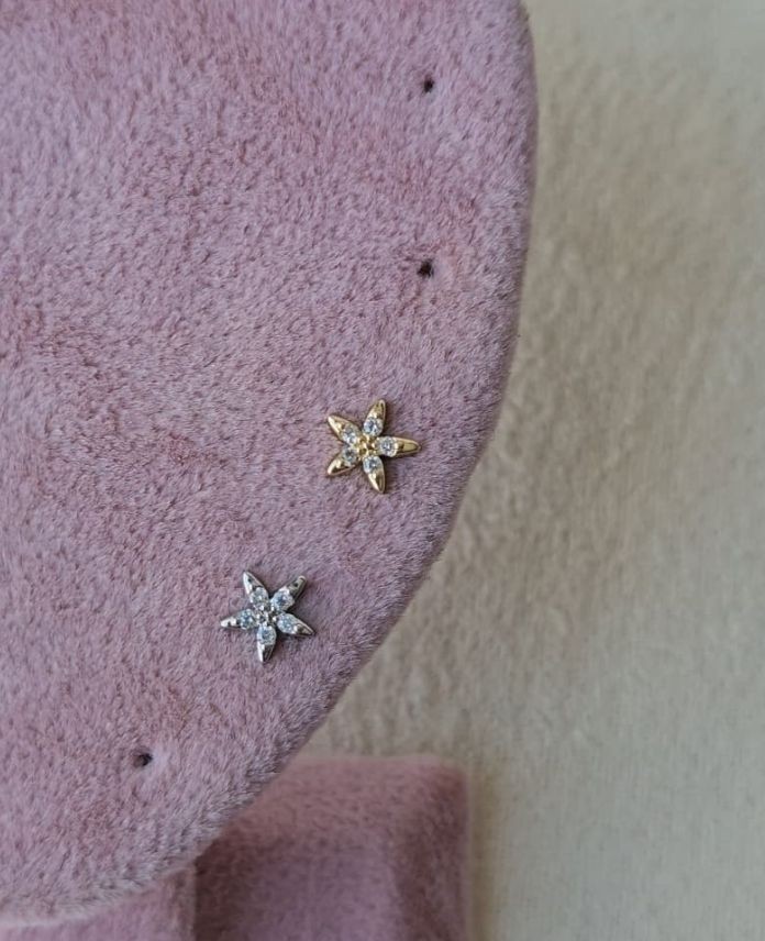 Çelik Yıldız Taşlı (Arkası Düz) Piercing