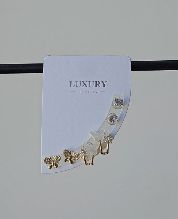 Luxury 6 Lı Kelebek Taşlı Küpe