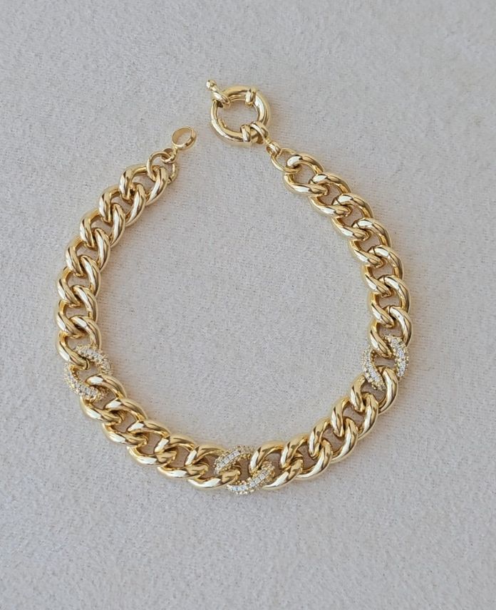Xuping Zincir Taşlı Gold Bileklik