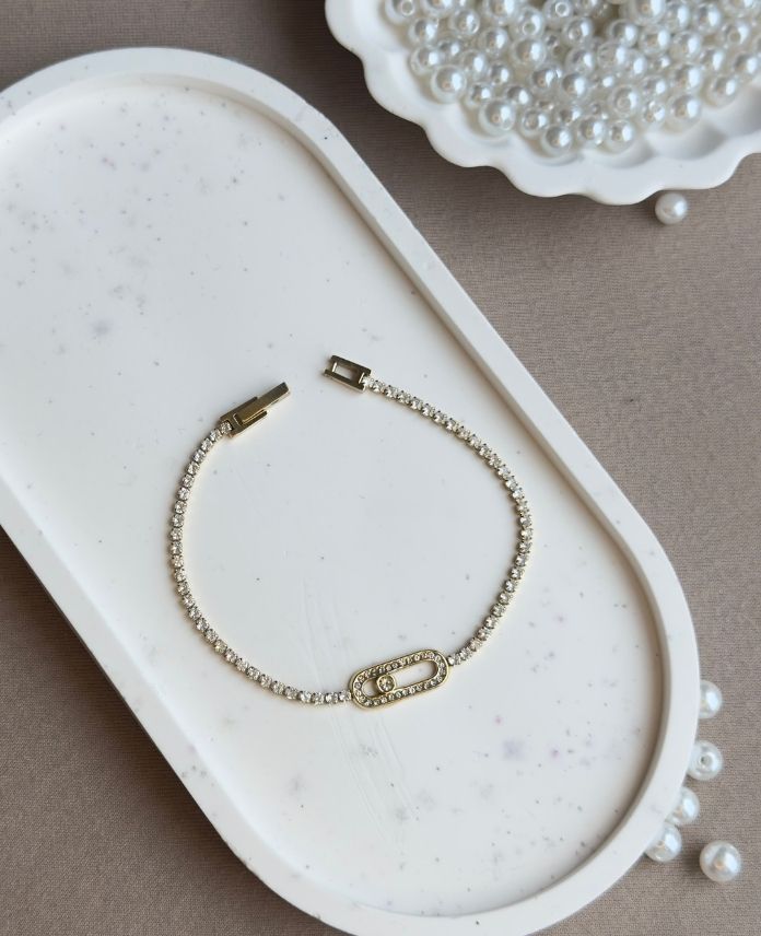 (12 Lİ PAKET İNDİRİMLİ) Çelik Suyolu Elips Taşlı Bileklik