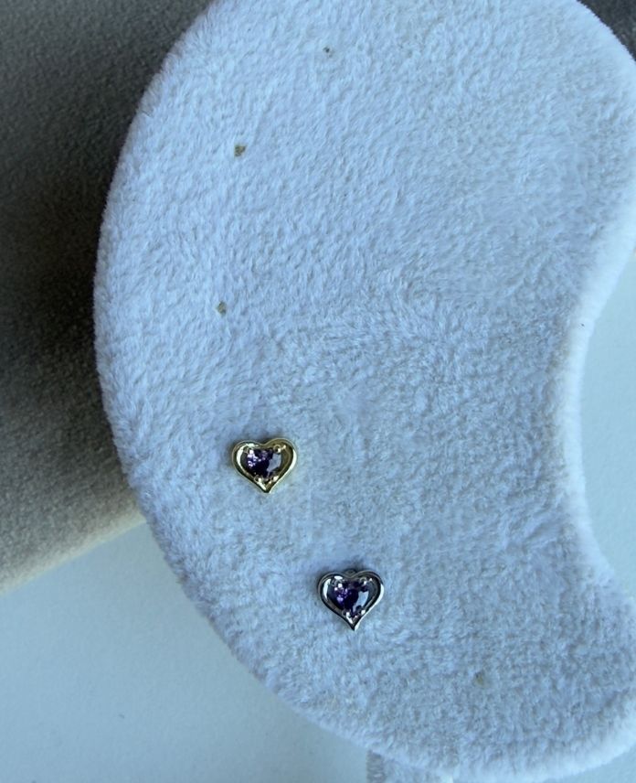 Çelik Kalp Mor Taşlı (Arkası Düz) Piercing