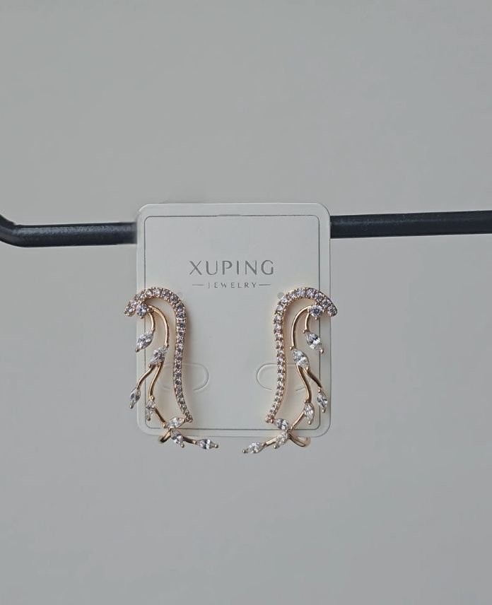 Xuping Yaprak Taşlı Rose Küpe