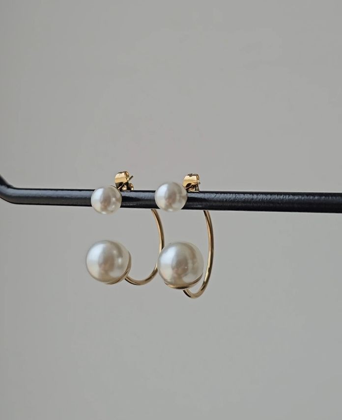 Çelik 2 İncili Küpe