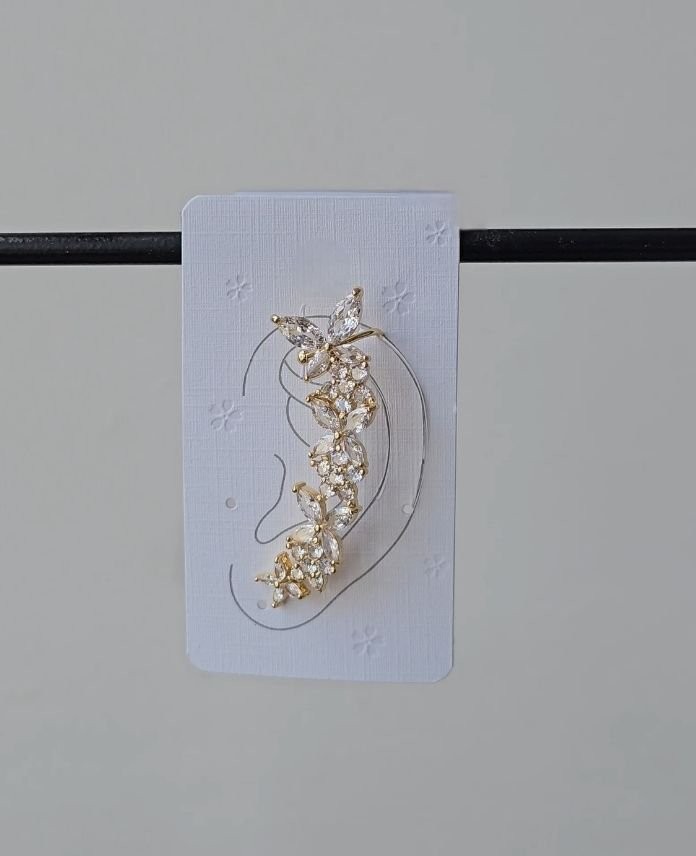 Pirinç Çiçek Taşlı Earcuff
