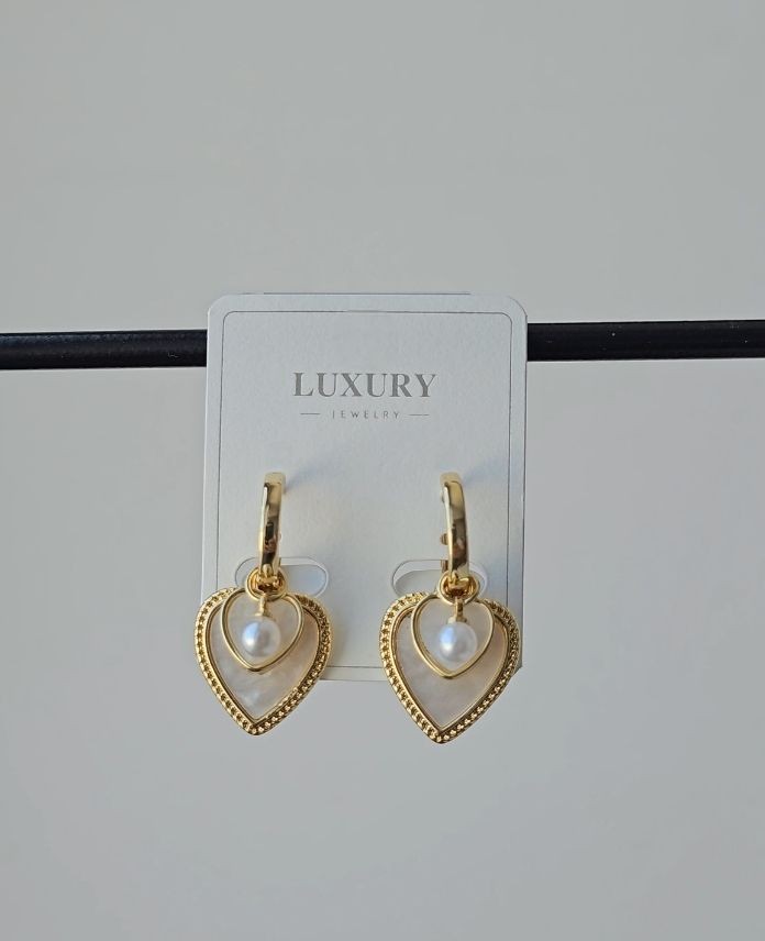 Luxury Kalp Sedef İncili Küpe