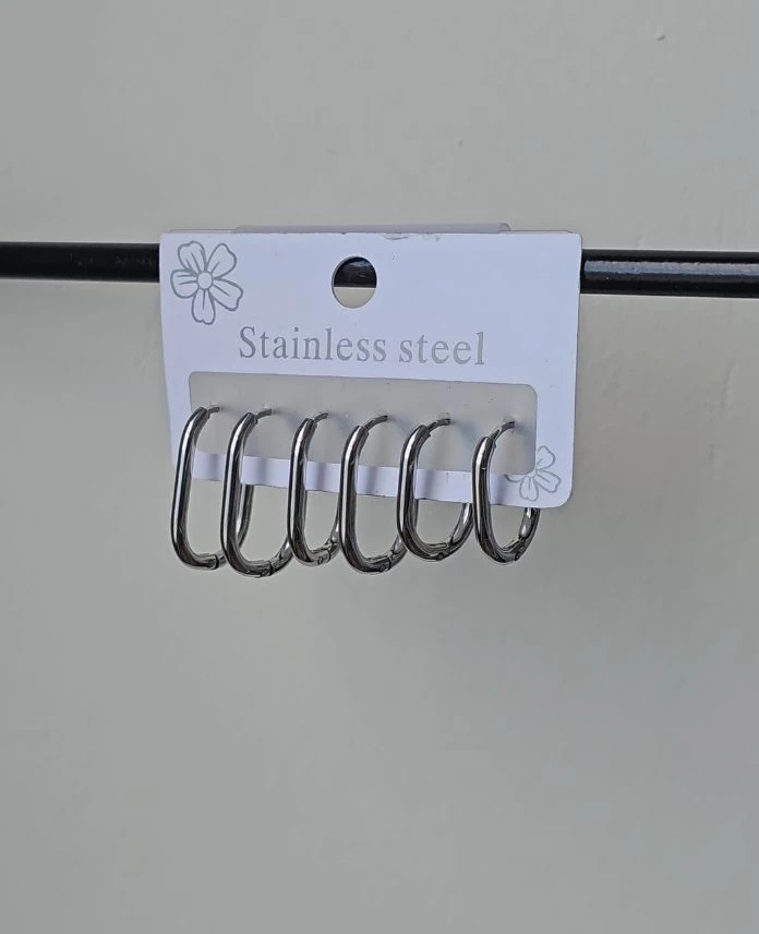 (12 Lİ PAKET İNDİRİMLİ) Çelik 6 Lı Elips Küpe