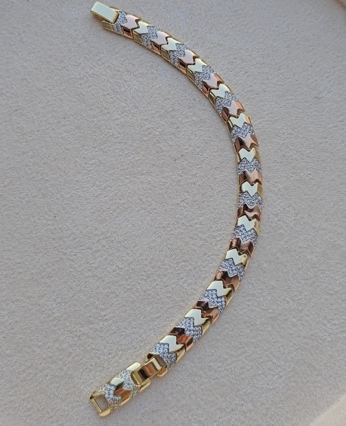 Xuping Zikzak Taşlı Gold-Rose Bileklik