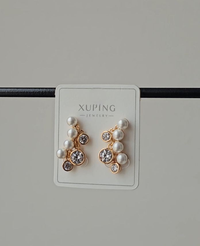 Xuping İncili Taşlı Rose Küpe