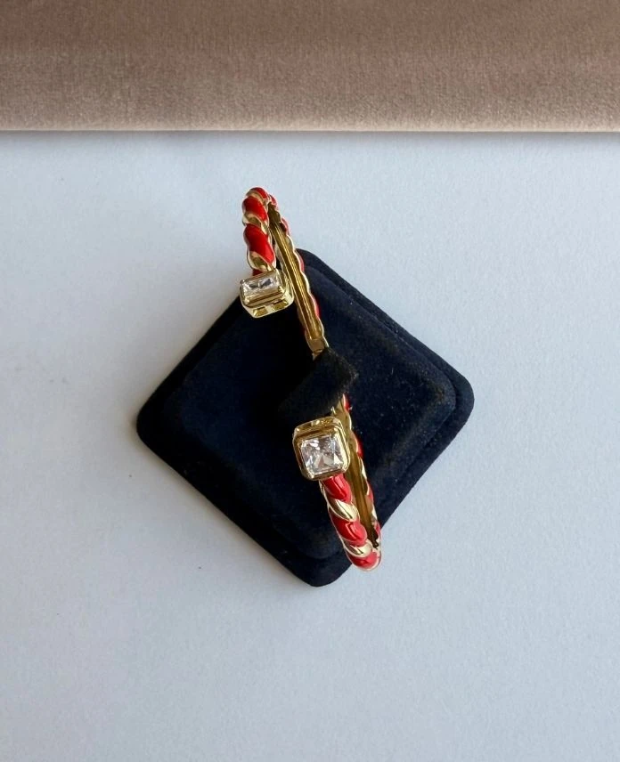 Pirinç Vip Taşlı Mineli Kelepçe