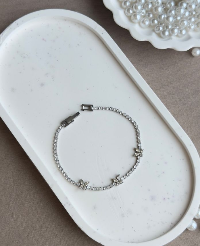 Çelik Suyolu Kelebek Taşlı Bileklik