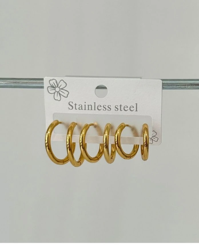 (12 Lİ PAKET İNDİRİMLİ) Çelik 6 Lı İnce Halka Küpe