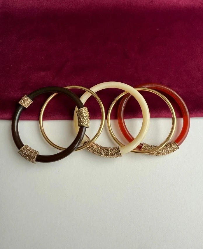 Bijüteri 5 Li Renkli Taşlı Ajda 60Mm Bilezik