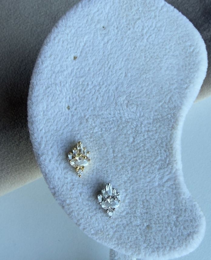 Çelik Damla Taşlı (Arkası Düz) Piercing