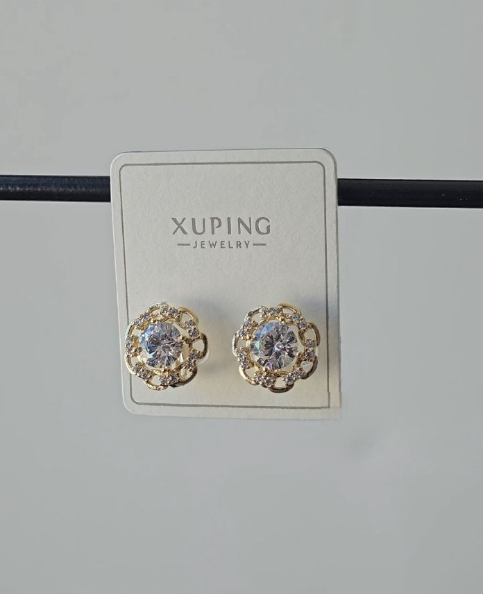 Xuping Yuvarlak Taşlı Gold Küpe