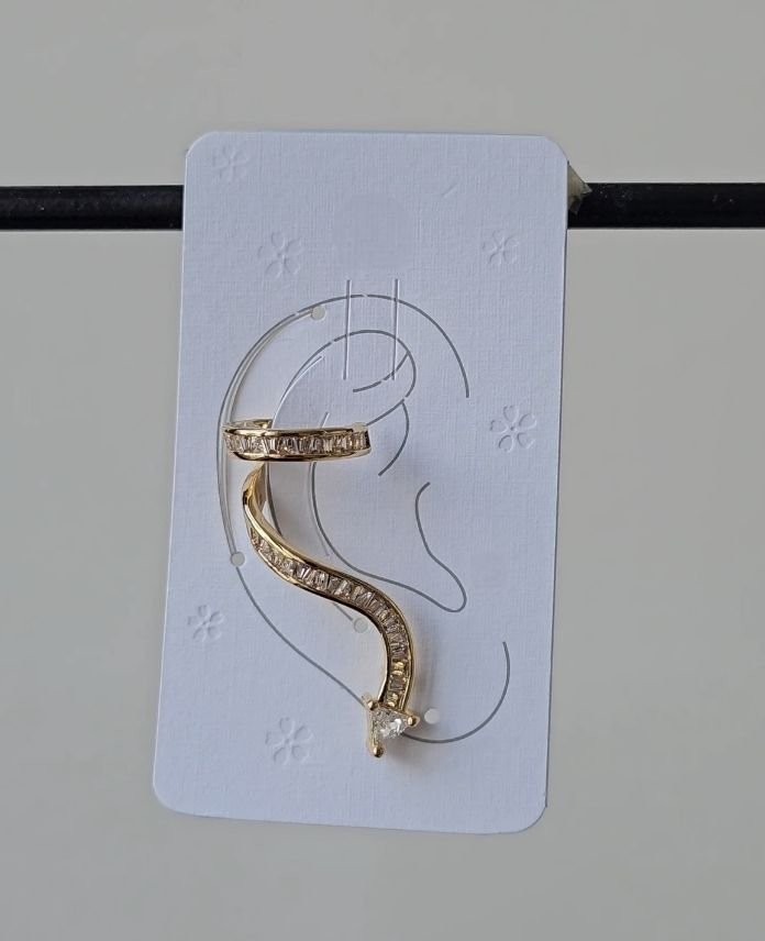 Pirinç Yılan Taşlı Earcuff