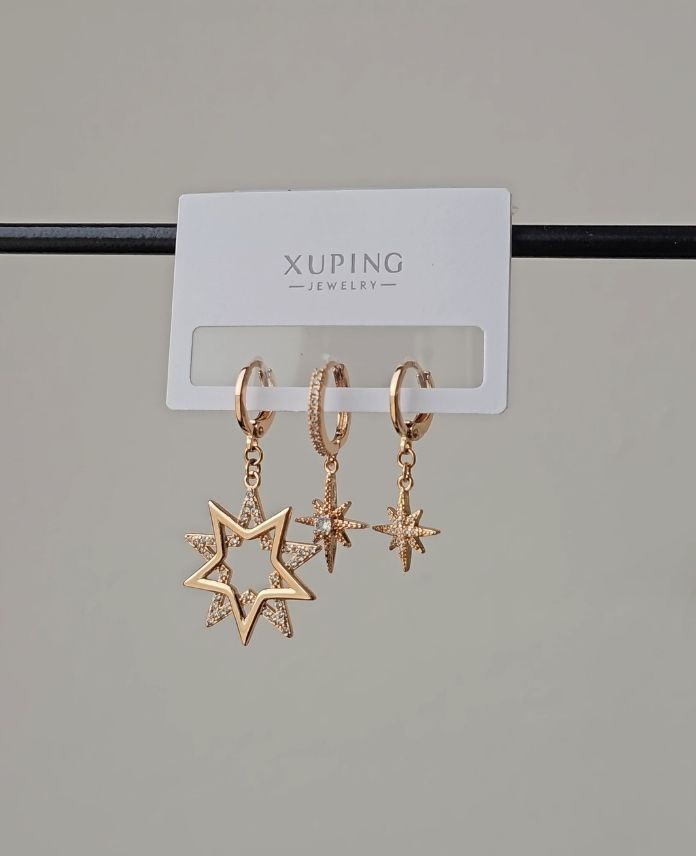Xuping 3 Lü Yıldız Taşlı Rose Küpe
