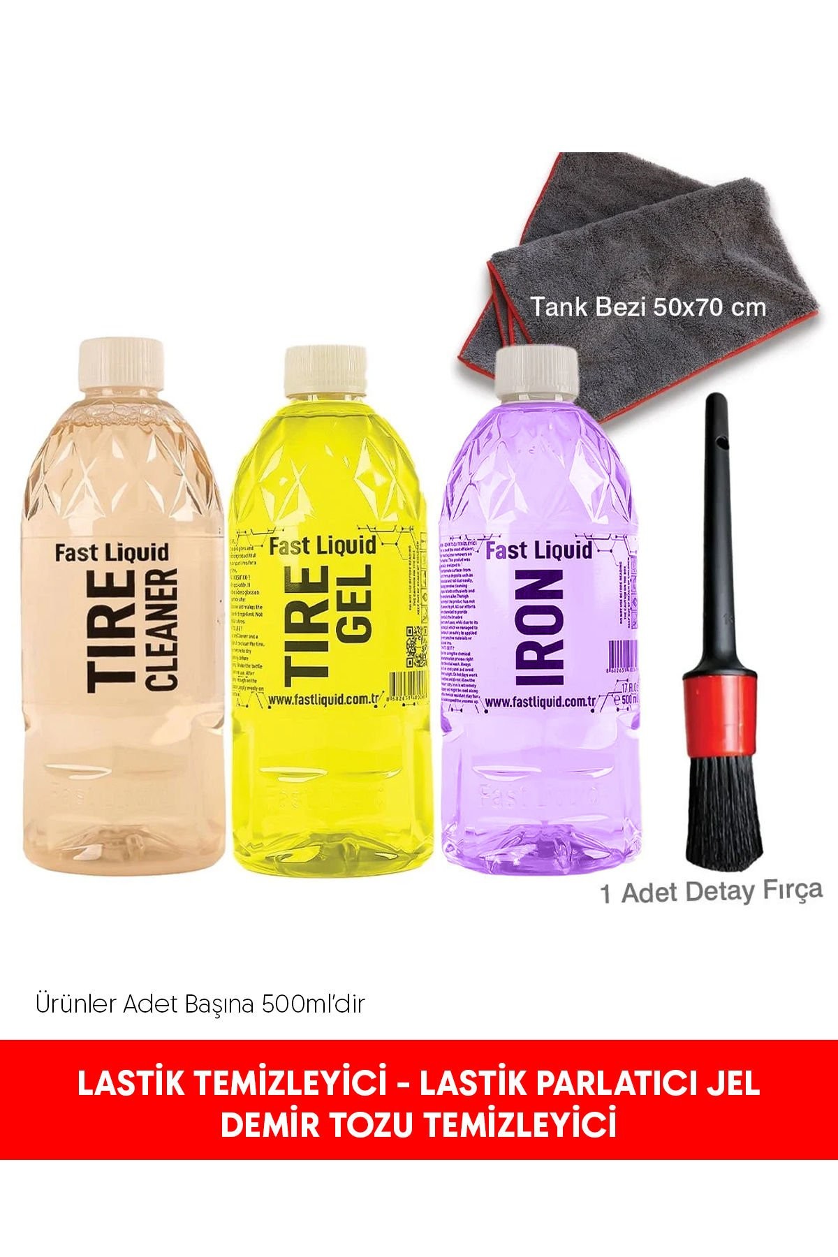 Iron Demir tozu Temizleyici 500ml,Tire Gel Lastik Parlatıcı 500ml,Tire Cleaner Lastik Temizleyici 500ml Set Paket