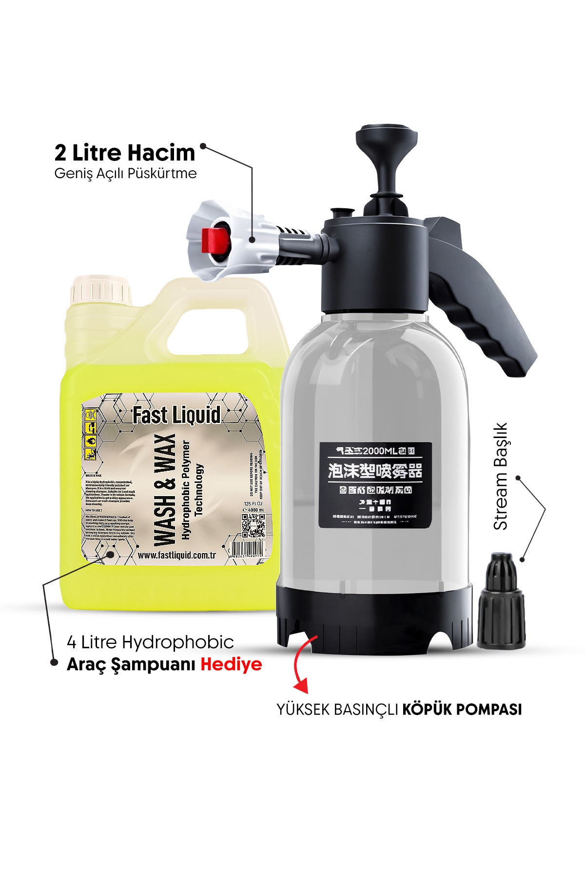 Araba Yıkama Köpük Pompası Blaster Araba Yıkama Tesisleri için Ev Sulama Sulama 2 Litre