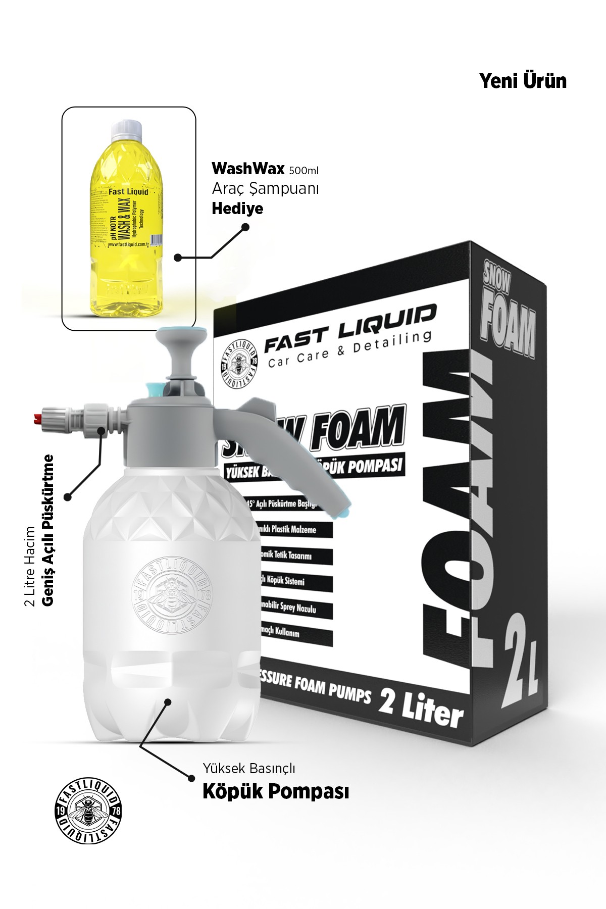 Araba Yıkama Köpük Pompası Blaster Araba Yıkama Tesisleri için Ev Sulama 2 Litre