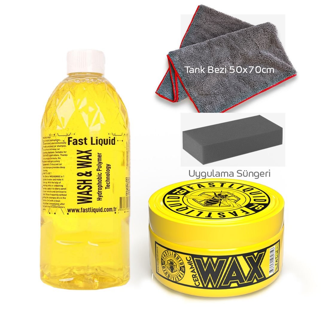 Wash Wax Oto Şampuan,Ceramic Wax Parlatıcı,Tank Bezi,uygulama Süngeri