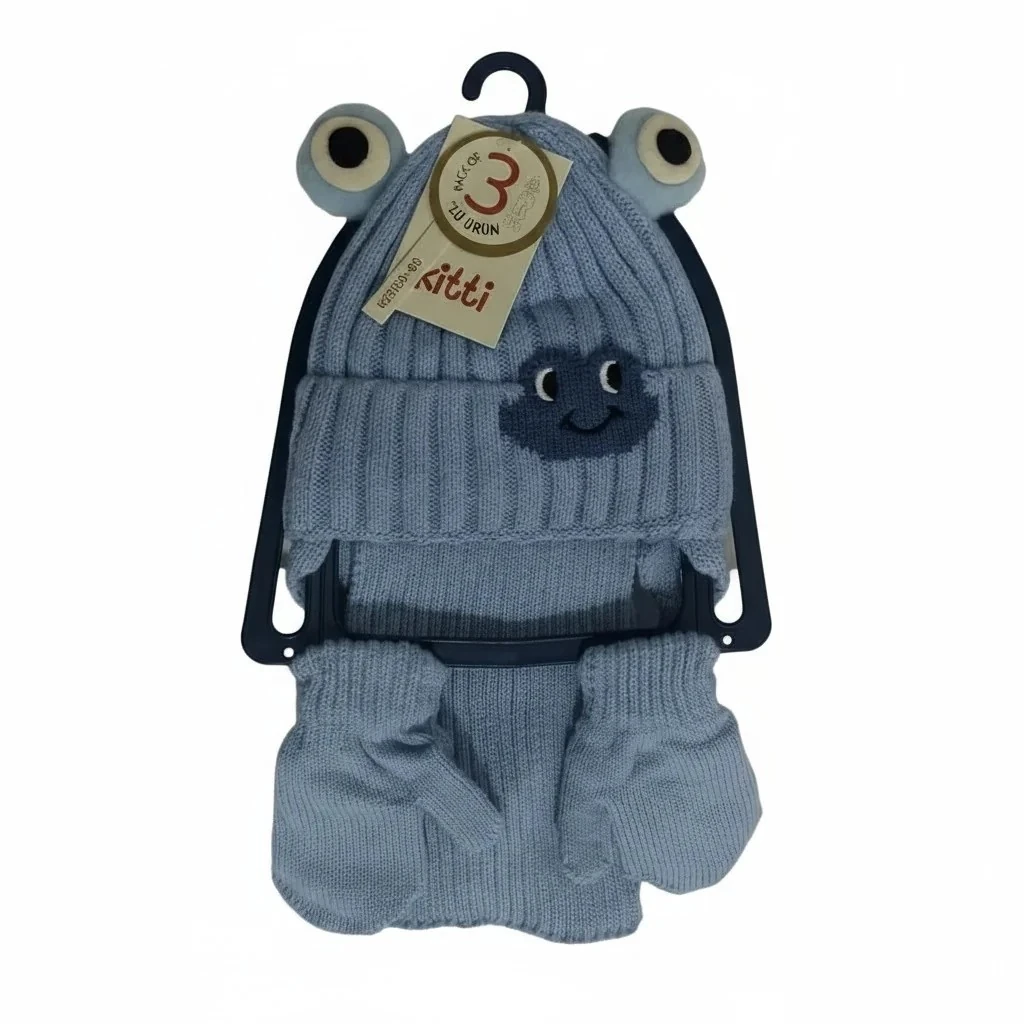 Erkek Bebek Atkı Bere Eldiven Takımı 0-18 Ay