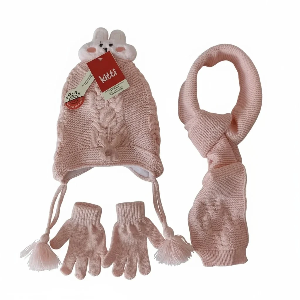 Kız Çocuk Atkı Bere Eldiven Takımı 1-4 Yaş