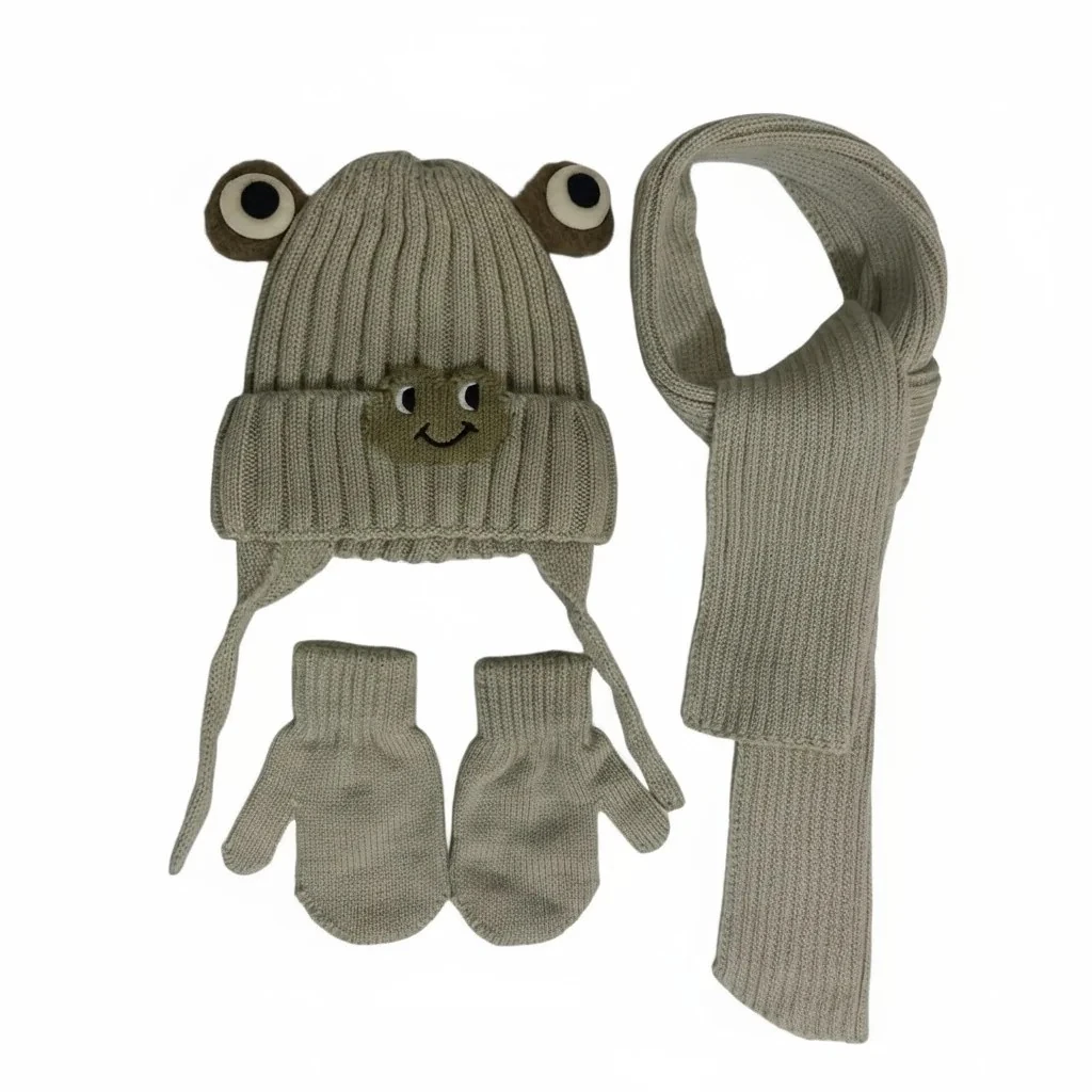 Erkek Bebek Atkı Bere Eldiven Takımı 0-18 Ay - Gri