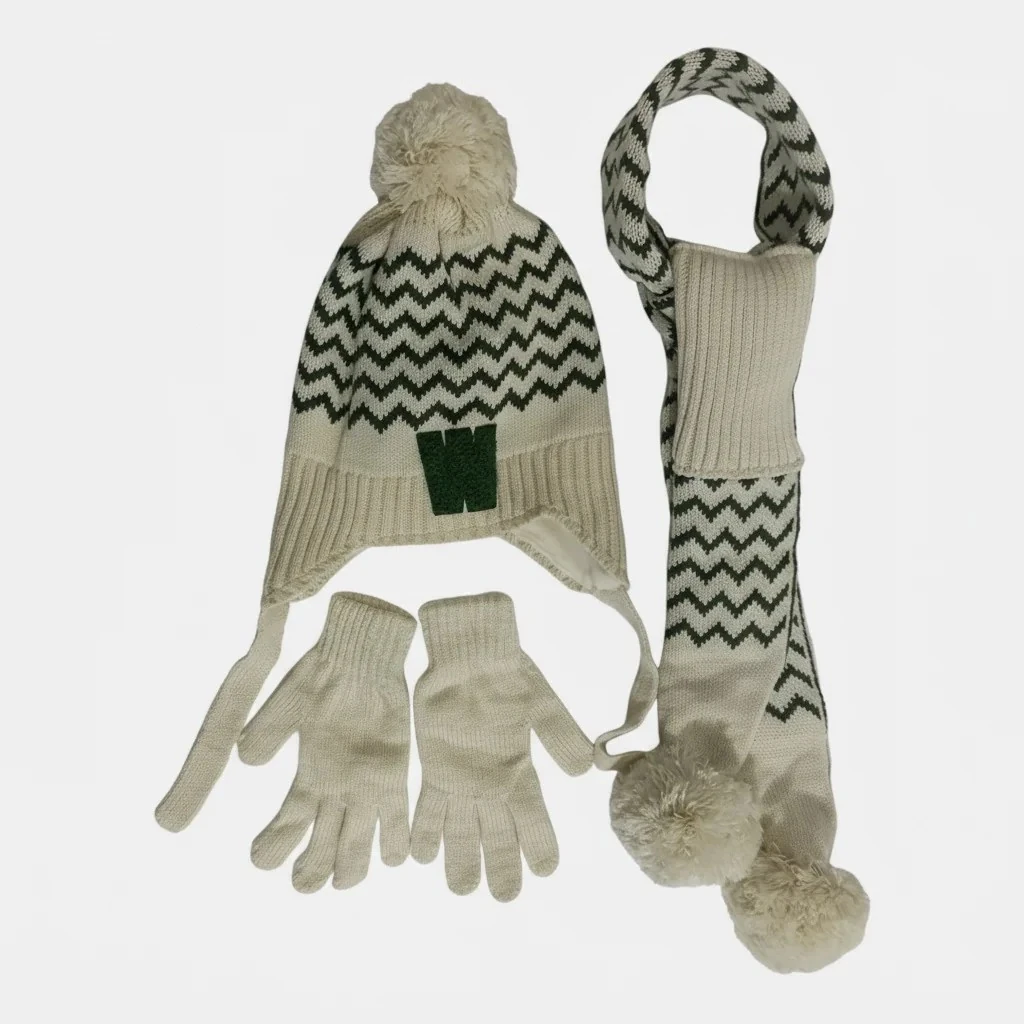 Erkek Çocuk Atkı Bere Eldiven 4-8 yaş - Krem