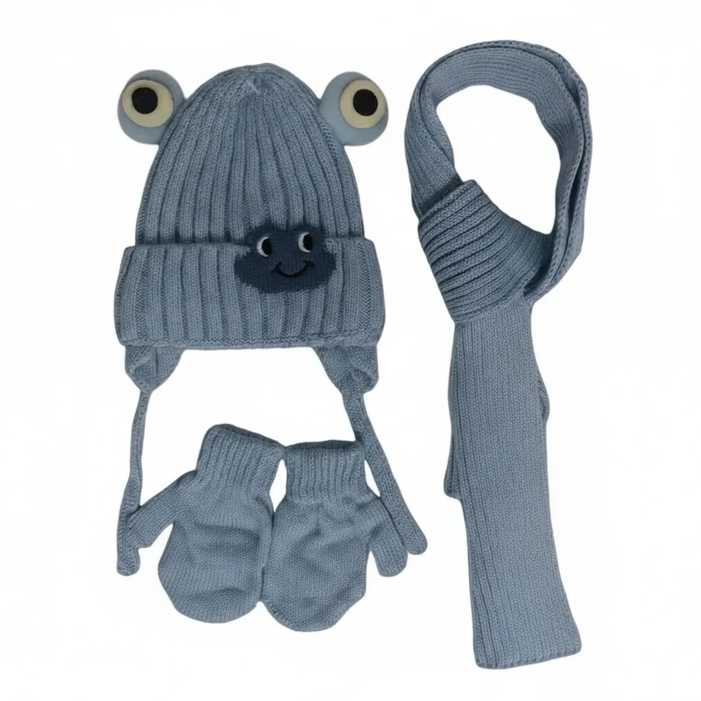 Erkek Bebek Atkı Bere Eldiven Takımı 0-18 Ay - Mavi