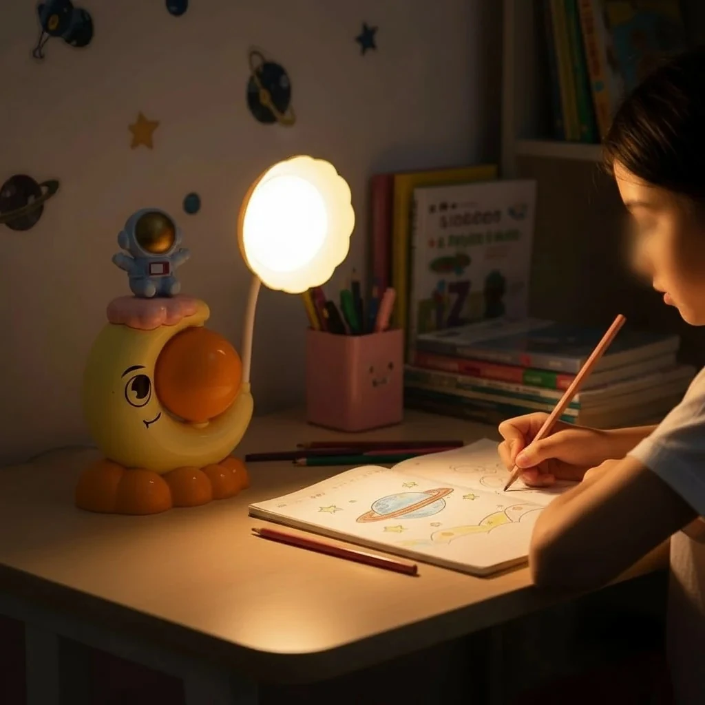 Ay ve Astronot Desenli Led Gece Lambası