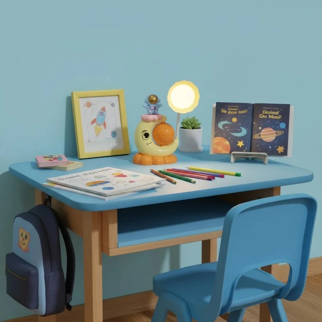 Ay ve Astronot Desenli Led Gece Lambası