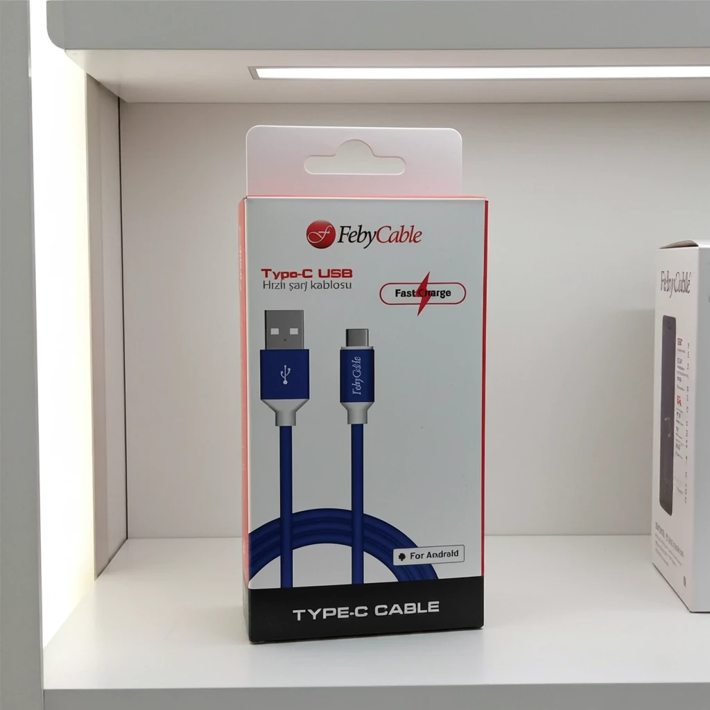 USB Type C şarj kablosu Mavi 1 metre