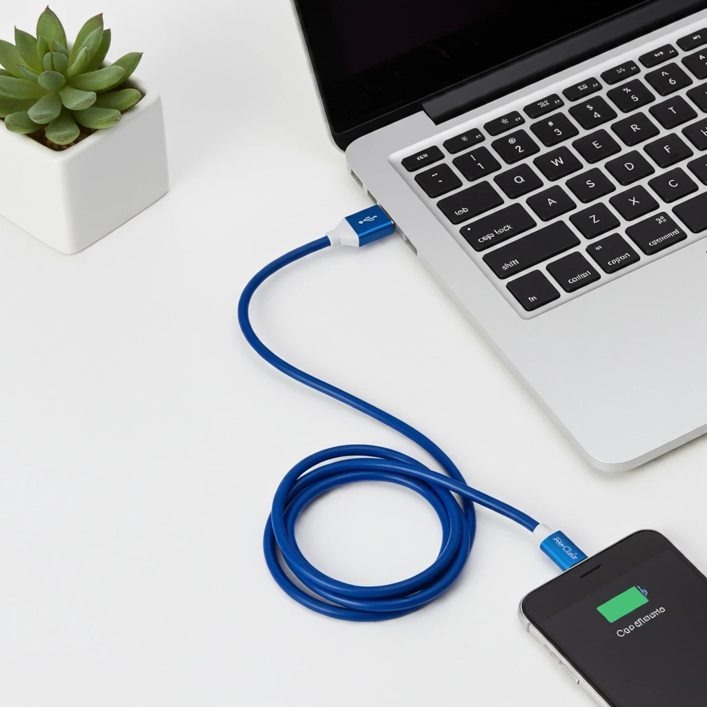 USB Type C şarj kablosu Mavi 1 metre