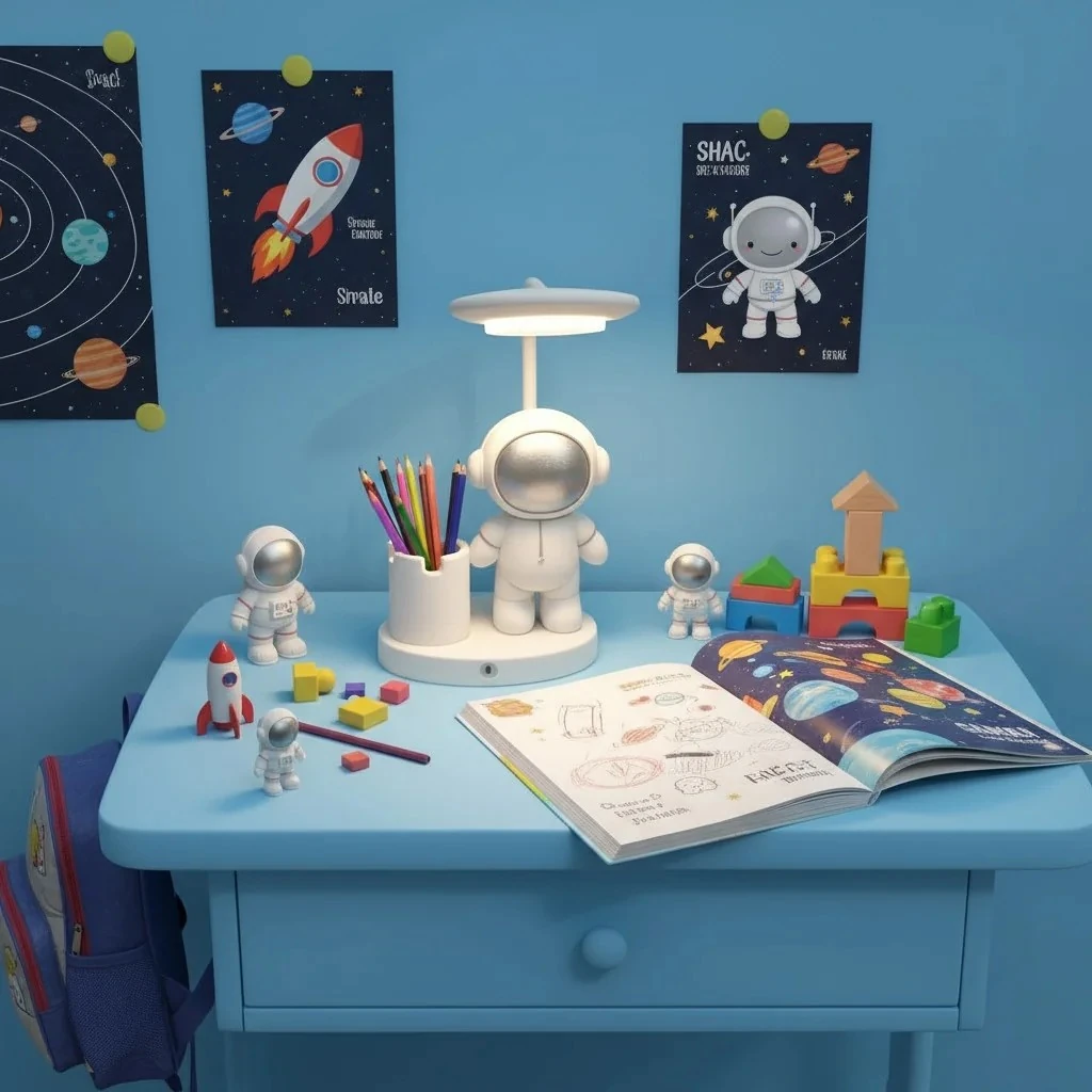 Astronot LED'li Masa Lambası Ve Kalemlik	
