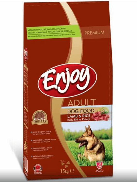 ENJOY KUZULU VE PİRİNÇLİ YETİŞKİN KÖPEK MAMASI 15 KG