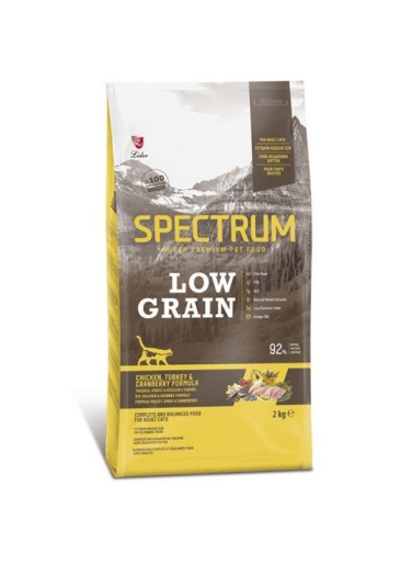 SPECTRUM LOW GRAİN TAVUKLU HİNDİLİ KIZILCIKLI YETİŞKİN KEDİ MAMASI 2 KG 