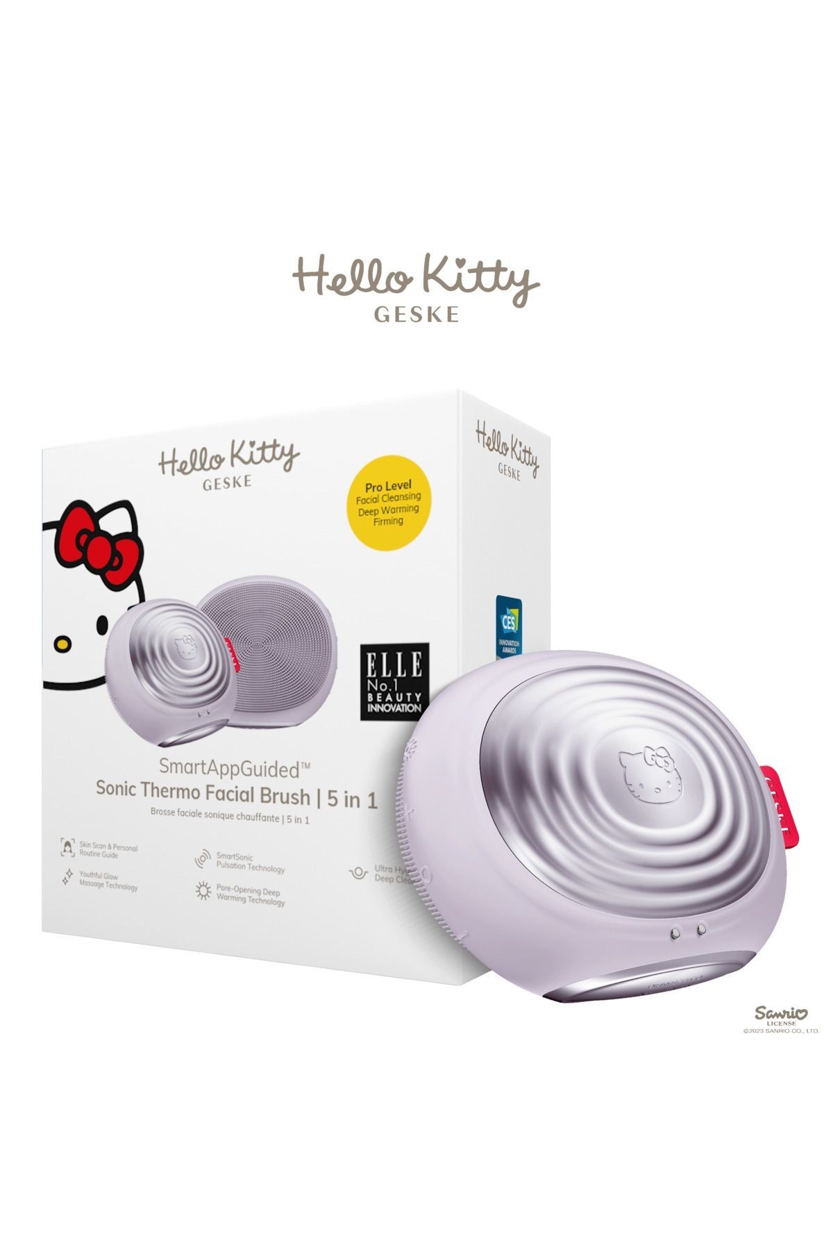 Hello Kitty Titreşimli Yüz Temizleme ve Isılı Masaj Cihazı | Sonic Thermo Facial Brush - Hello Kitty Mor