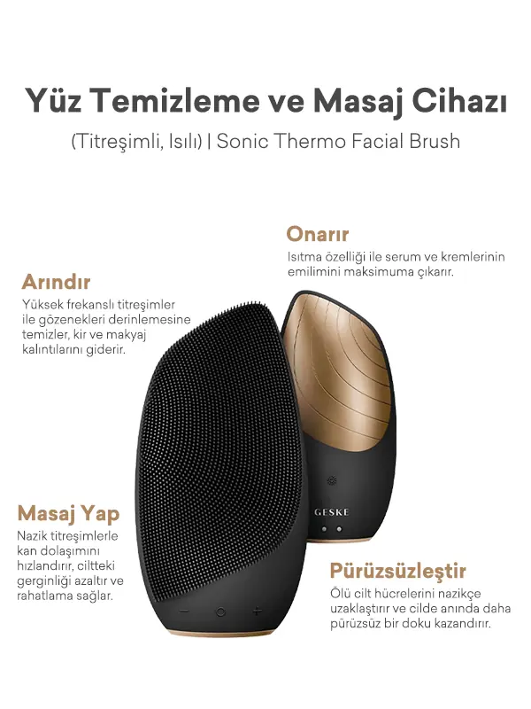 GeskeYüz Temizleme ve Masaj Cihazı ( Titreşimli, Isılı) | Sonic